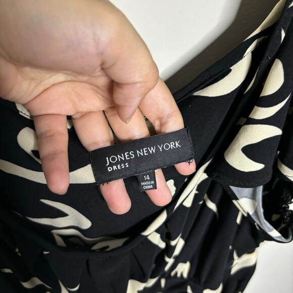 Jones New York Cream Floral Flutter Sleeve Midi Dress Sz 14 - Picture 4 of 10